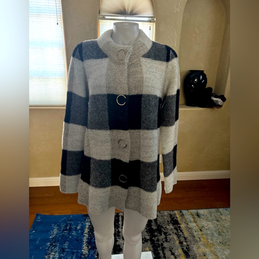 Voulez Vous Carraig Donn Check Plaid Short Coatigan Coat Jacket US 8